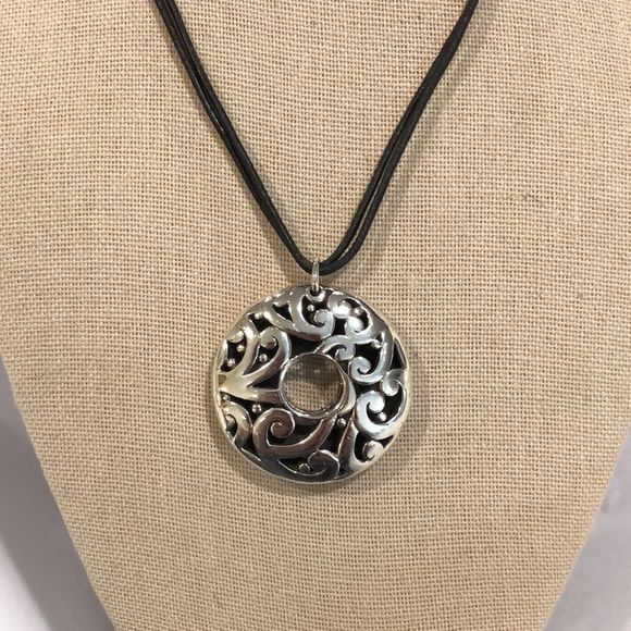 BARSE Sterling Silver Round Filigree Scroll Cutout Double Cord w Extension NWOT - Picture 1 of 16